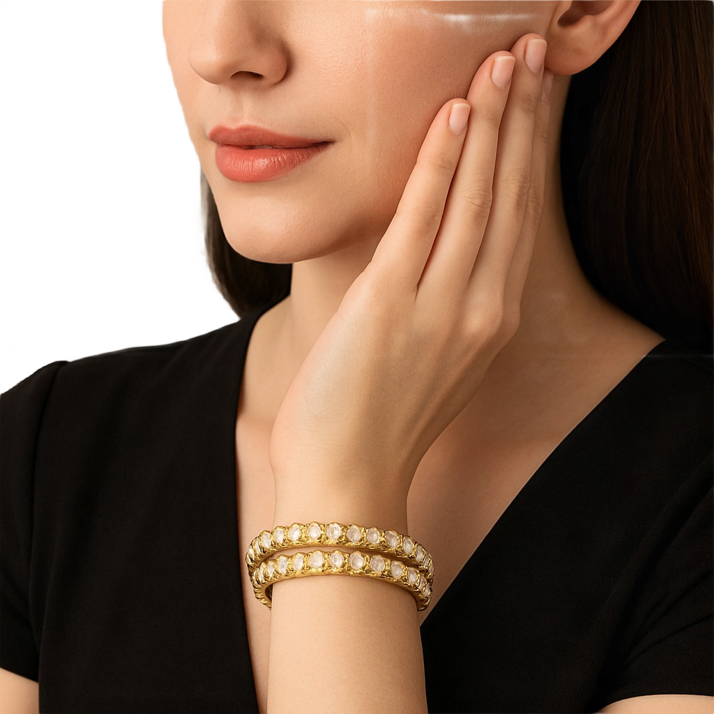 Elegant Gold-Plated Bangles – Artificial Diamond Bangles for Women