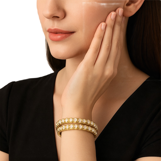 Elegant Gold-Plated Bangles – Artificial Diamond Bangles for Women