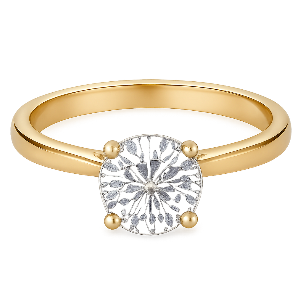 Elegant Gold-Plated Flower Design Ring – Artificial Diamond Ring for Women