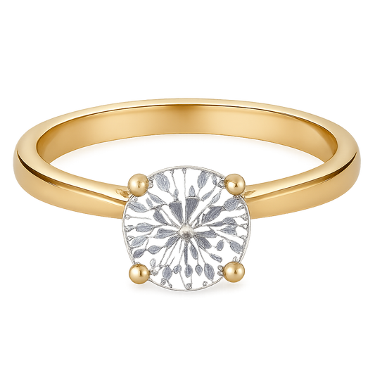 Elegant Gold-Plated Flower Design Ring – Artificial Diamond Ring for Women