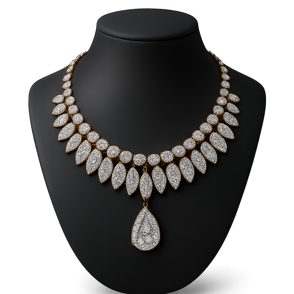 Elegant Gold-Plated Diamond Necklace – Artificial Diamond Necklace
