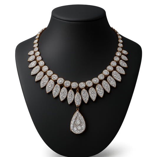 Elegant Gold-Plated Diamond Necklace – Artificial Diamond Necklace