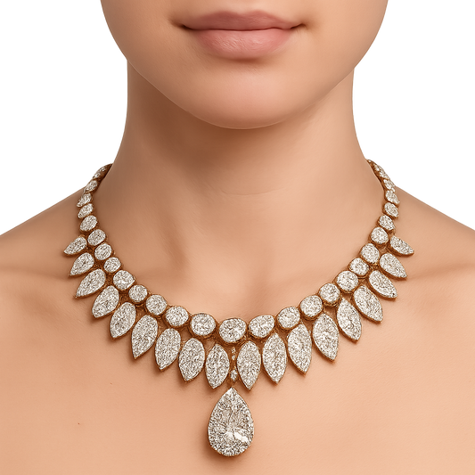 Elegant Gold-Plated Diamond Necklace – Artificial Diamond Necklace