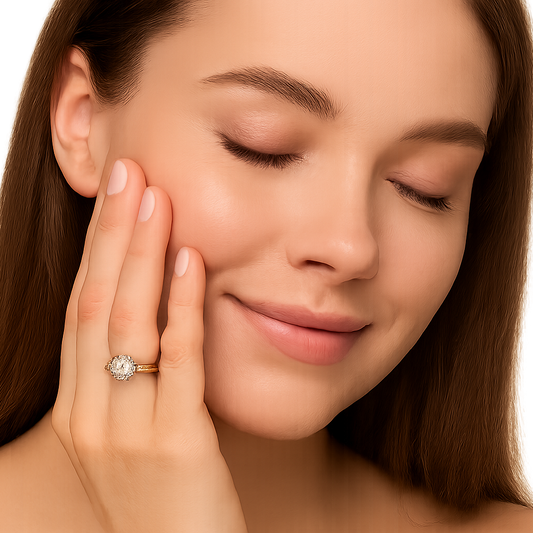 Elegant Gold-Plated Flower Design Ring – Artificial Diamond Ring for Women