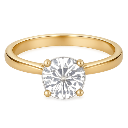 Elegant Gold-Plated Flower Design Ring – Artificial Diamond Ring for Women